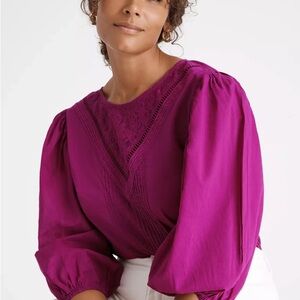 FARM Rio Kelsie Lace Peasant Top